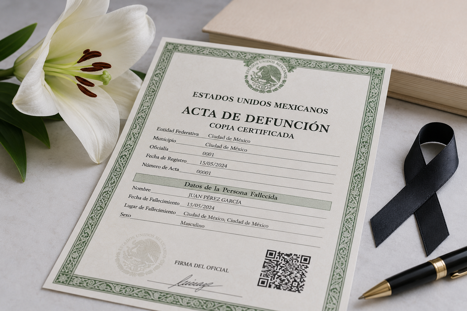 Acta de defunción en línea del Registro Civil